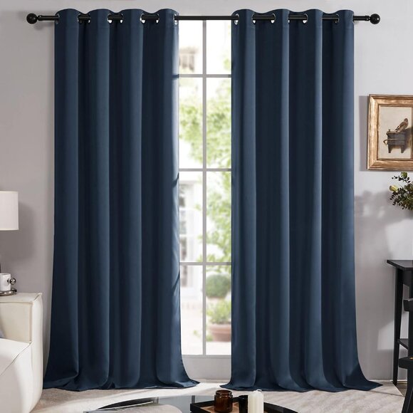 Deconovo 100% Blackout Curtains (Navy, 2 Panels - 52W x 72L Inch) - Picture 8 of 11